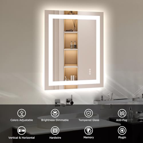 Image of Hivone 24 inchX30 inch LED Bathroom Mirror with Lights, UL Listed