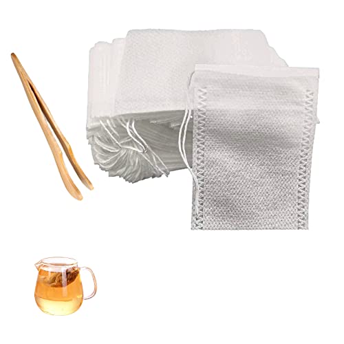 100 Sachets à Thé, Filtre à Thé jetables en Papier, Sacchets Filtrant Thé Blanc avec Cordon pour Thé Parfumé, Épices, Vanille, Café Cover