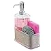 mDesign Soap Dispenser Pump with Sponge and Scrubber Caddy Organizer for Kitchen Countertops - Metallico/Chrome