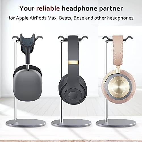 Headphone Stand, U-Type Arc Aluminium Headset Stand, Stylish Gaming Holder for AirPods Max, Beats, Bose, Sennheiser, Sony, Audio-Technica and More (Gray)
