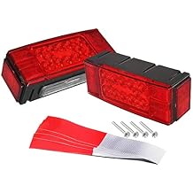 Partsam 12V LED Submersible Low Profile Rectangular Trailer Lights, Waterproof LED Combination Trailer Tail Light Kit Stop Brake License Plate Turn Running Lights Sealed for Boat Trailer Lights Truck