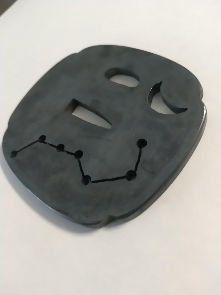 鍔 鉄製 時代蕪透かし鍔無銘丸形鉄製鍔 木製箱付き