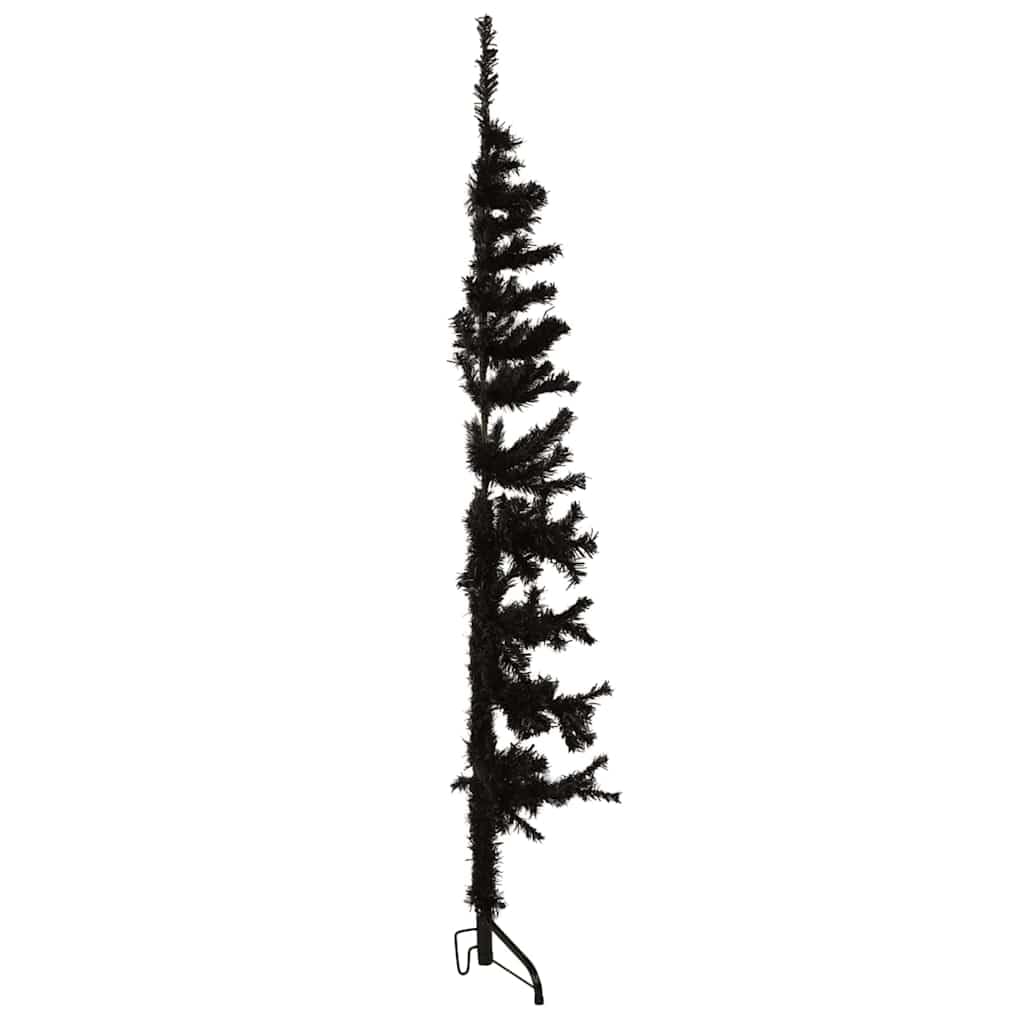 Albero di Natale artificiale sottile, nero, 120 cm, con supporto, 80 punte, realistico, salvaspazio, ideale per soggiorno, ufficio, interni ed esterni, decorazione natalizia