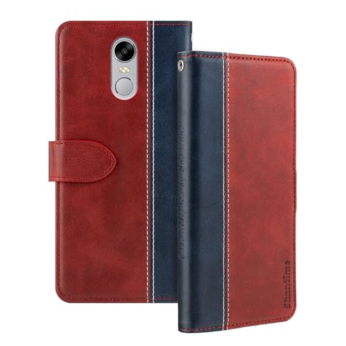 Shantime Étui en Cuir à Rabat Compatible avec Bluboo Maya Max Case avec Porte-Cartes Blocage RFID Support Magnétique Design Mince Couverture(Rouge)