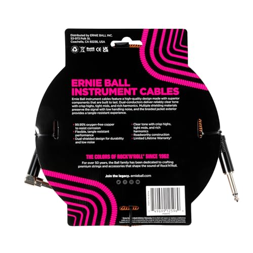 Ernie Ball Pleciony kabel do instrumentów, prosty/kątowy 3 m - ciasto dyniowe