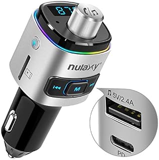 Nulaxy Bluetooth FM Transmitter for Car, USB-C PD Radio Adapter Music Player, Hands