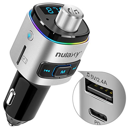 Nulaxy Bluetooth FM Transmitter for Car, USB-C PD Radio Adapter Music Player, Hands