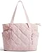 BAGSMART Crush Tote Bag for Women, 20L Puffer Work Tote with Zipper, Travel Essentials Quilted Nurse Hospital Bag, Pink