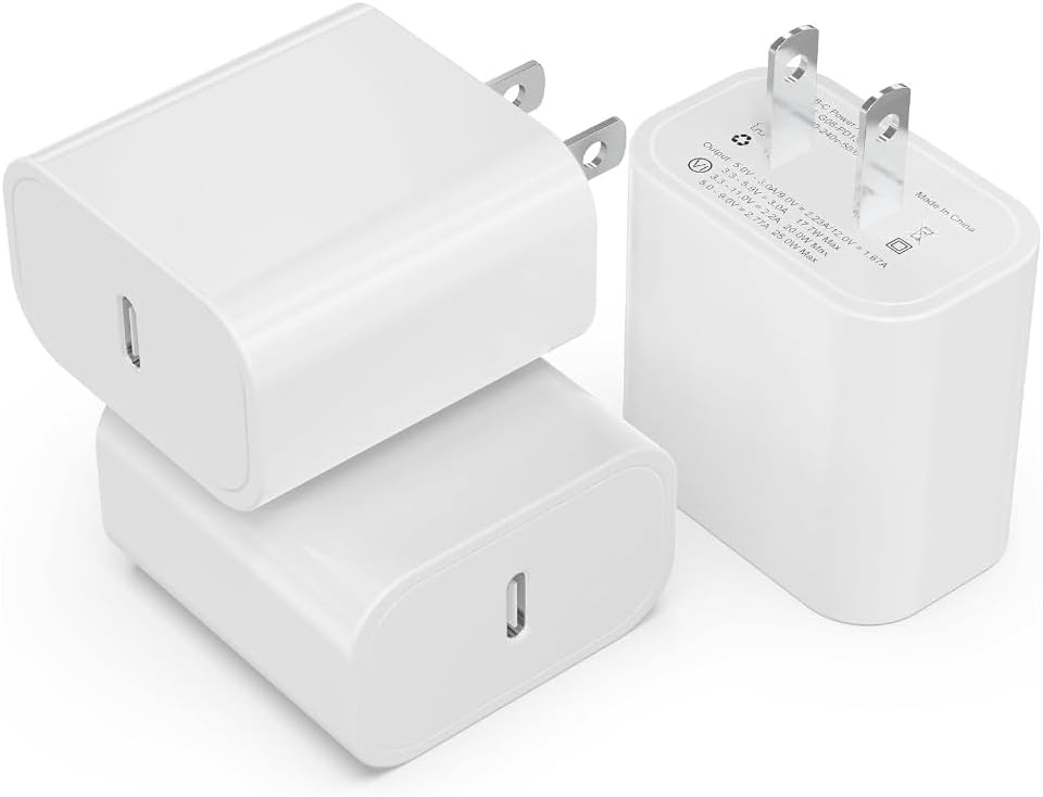 3 Pack Cargador USB C 25W iGENJUN Blanco Carga Rápida