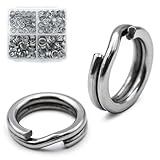FishTrip Split Rings Fishing 50Pcs - Stainless Steel Heavy Duty Split Ring Pliers Saltwater Treble Hooks Terminal Tackle Connector (Size 4)