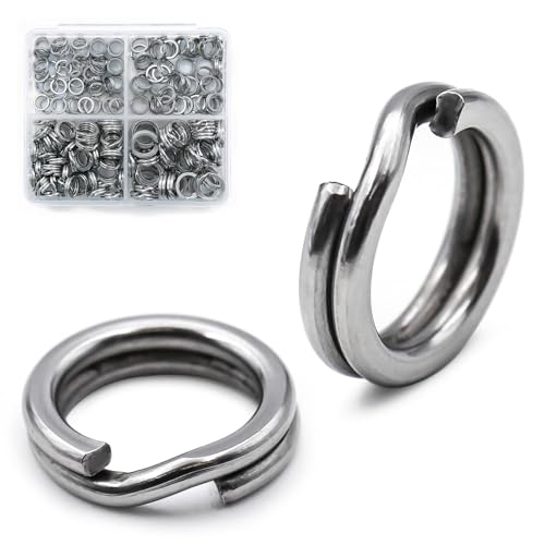 FishTrip Spaltringe zum Angeln, 50 Stück, Edelstahl, robuste Spaltringzange, Salzwasser, Drillingshaken, Terminal, Tackle-Anschluss (Größe 5)