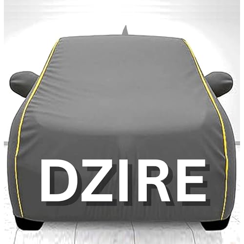 Image of 100% Waterproof Car Cover for Swift Dzire UV Protection, Dustproof, Windproof | Custom Fit with Mirror Pockets, Belt & Buckle | All Weather Outdoor Body Cover (Grey, Swift Dzier)