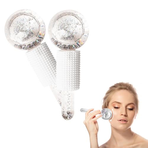 2pcs Ice Globes for Facials, Ice Roller Mold Set for Eyes and Face, Ice Balls for Face, Facial Ice Globes Mold, Skin Care Tools for Brighten Tighten Skin Hot & Cold Use (White)