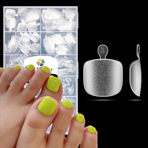 Square Toe Nail Tips, 240pcs Press On Toenails for Women Full Matte Wider Toe Nail Tips, 12 Size Full Cover Short Fake Toenail for Big Toe Nail Extensions Home DIY Nail Salon Soak Off