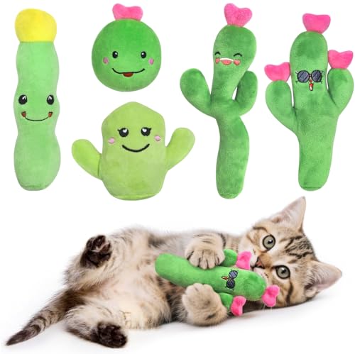 Otunrues 5 Pack Catnip Cactus Toys with Crinkle Sound
