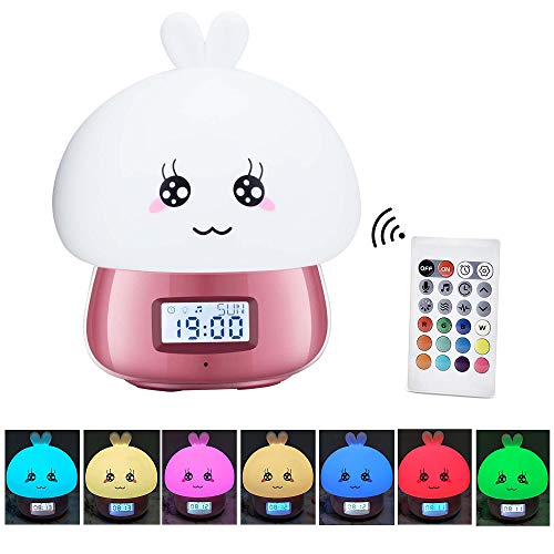 Multicolor Silicone Alarm Clock Led Touch Table Nightlight Rechargeable Sensitive Remote Control Cute