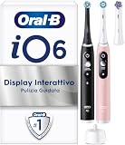 Oral-B iO 6, 2 Spazzolini Elettrici, 3 Testine di Ricambio, Nero e Rosa - 3 Testina di Ricambio per Spazzolino Elettrico, Ricaricabile, Sensore di Pressione, Pulizia Denti Efficace