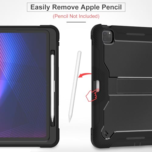 Coque iPad Pro 13 2024 rigide noire résistante aux chocs avec support