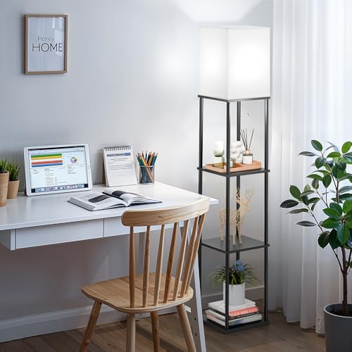 SHINE HAI Floor Lamps with Shelves for Living Room, 3-Tier Square Modern Standing Lamp with 3CCT Bulb, 11W 950LM Brightness, Tall Shelf Lamp for Bedroom, Office, Bookshelf & Display Organizer - Image 6