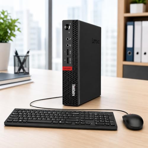 Image of Lenovo ThinkCentre Mini Desktop Computer with AMD Processor & Graphics, 8GB DDR4 RAM, 1TB SSD, Windows 11, Wi-Fi, Bluetooth, 2X DisplayPort, RJ-45 Port, USB, for Daily Work, Wired Keyboard & Mouse