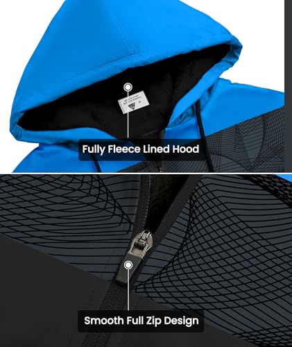 Image of GEEK LIGHTING Mens Fleece Lined Hoodies Zip Up Waffle Knit Thicken Hooded Sweatshirts Winter Jackets