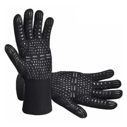 Guanti da forno a microonde per barbecue, resistenza alle alte temperature, guanti ignifughi e anti isolamento termico per la cottura (nero)
