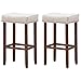 COSTWAY 2er Set Barhocker, Hochhocker Thekenhocker ohne Lehne, gepolsterter Barstuhl mit Holzbeine, Bistrohocker Barstuhl für Esszimmer Küche Restaurant Café (Beige)