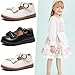 DADAWEN Girl's T-Strap School Uniform Dress Shoe Mary Jane Princess Flat Cream White US Size 8.5 M Toddler