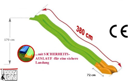 Wellenrutsche Hangrutsche 3,80 m aus Kunststoff für Kinder