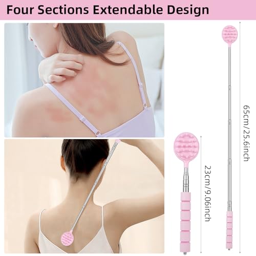 Image of WOVTE Back Scratcher for Women, Extendable Pink Back Scratcher with Double Sided Head, Stocking Stuffers Mothers Day Gifts Christmas Birthday Gifts for Women Mom