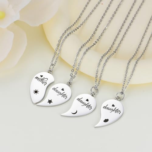 Image of Yonhon Mother Daughter Necklace Set for 4, Mom Daughter Matching Necklace for 4