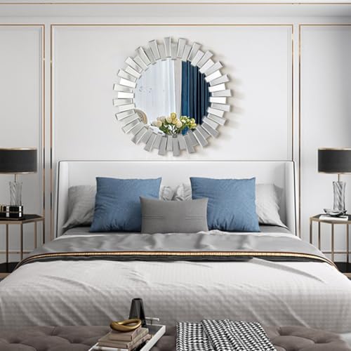 Miroir décoratif rond en verre biseauté miroir mural salon et chambre
