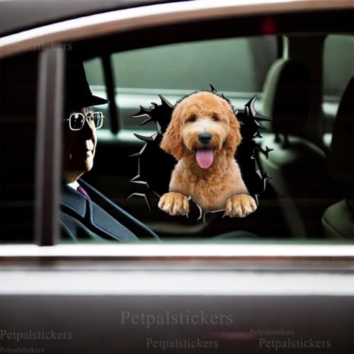 Image of Cute Dog Stickers for Car Window Decals Waterproof Funny Sticker (Goldendoodle Stickers)