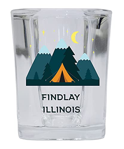 R and R Imports Findlay Illinois 2 Ounce Square Base Liquor Shot Glass Tent Design