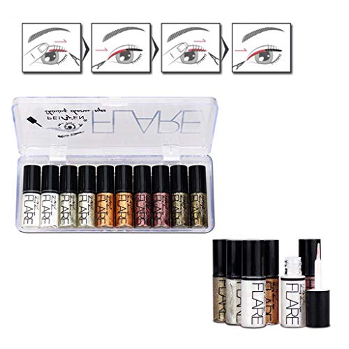 Snowfoller Diamond Liquid Eyeshadow Metallic Shiny Smoky Eyes Eyeshadow Portable 5 Colors Waterproof Glitter Sparkling Shimmer Eyes Makeup (E) #TOP7