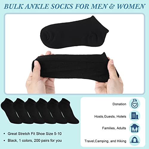 Tarpop 200 Pairs Low Cut Ankle Socks Bulk for Women Men Thin Breathable Casual Socks Pack for Unisex Homeless Charity Event2
