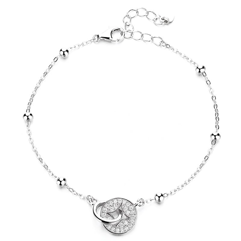 LYGXWJFC Pulseras de Plata para Mujer, Cierre de Langosta Ajustable, Pulsera de Moneda de Cobre con Doble Anillo de Plata de Ley 925 de Alta Gama, joyería energética para Mujeres y Hombres