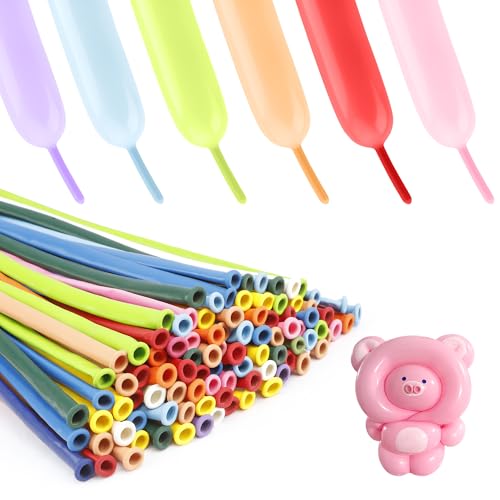 Ballon Long A Sculpter - Set de 100 Pièces pour Animaux, Anniversaire, Bapteme - Arc En Ciel Pastel Multicolore À Modeler