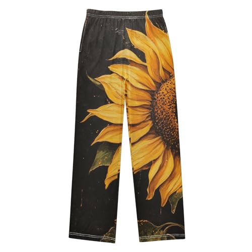 Boys' Pants Lovely Yellow Sunflower Long Bottoms Jogger Pants Elastic Waist Trousers with Pockets S-XL