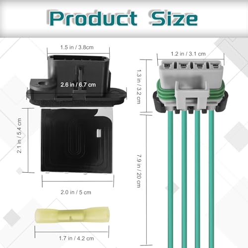 Image of HVAC Fan Blower Motor Resistor with Wire Harness, Compatible with 2005-2020 T0y0ta Tacoma, Replace# 973-582, 87138-04052, 8713804052, RU746, RU1435, 4P1650, 8713804050 with Manual AC Control