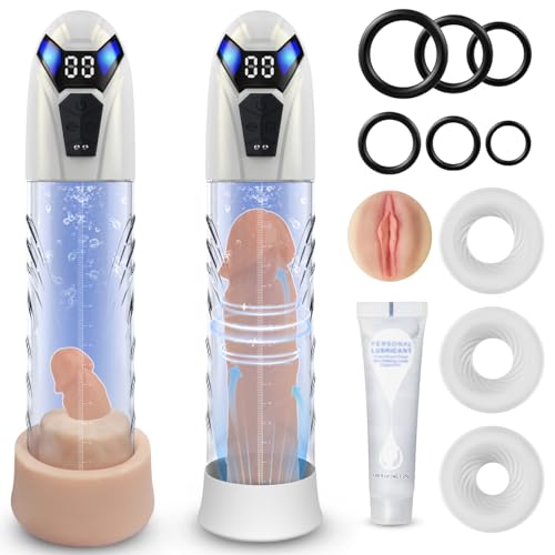 Male Penis Pump Adult Sex Toys for Men Automatic Enlargers & Extend Pump for Men with 10 Erection Training Modes Male Masturbator Electirc Penis Pump Entender Pumps & Enlargers (White)
