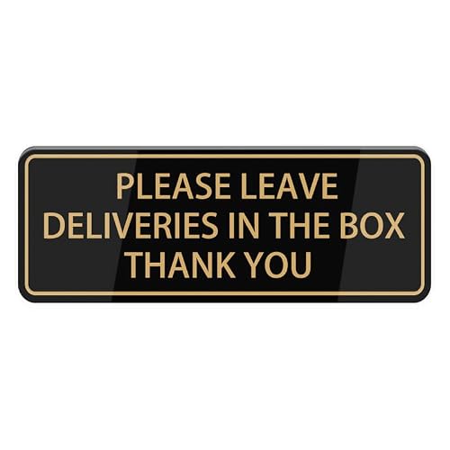 Please Leave Deliveries In The Box Thank You Sign, Self Adhesive Sign For Front Door Or Wall 10 X 3 Inch Quick And Easy Installation Design For Your Home, Office, Public, Yard