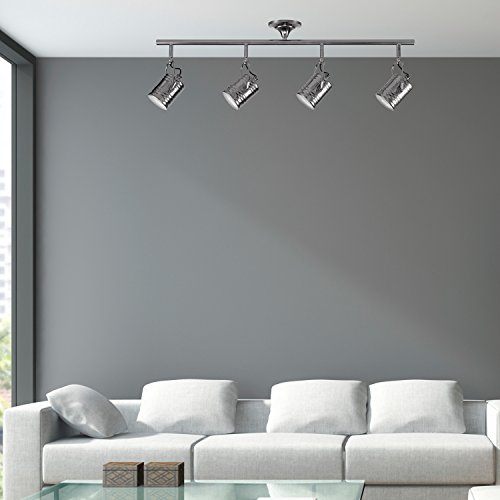 Globe Electric Wyatt 4 Track Lighting, Dark Shiny Pewter Finish, Led Bulbs Included 59198 #TOP3