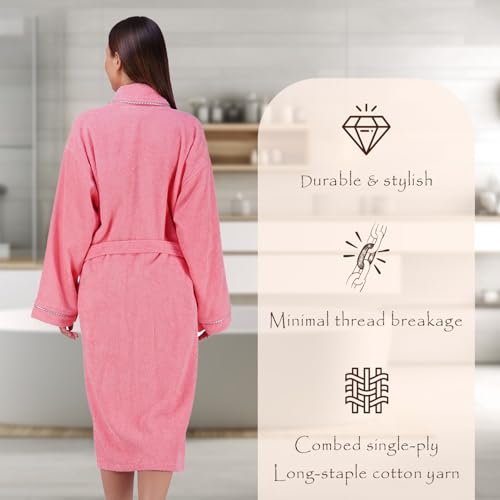 Image of Rangoli Sunshine 100% Cotton Bathrobes For Women, 500 GSM Free Size Bath Robe With Rope,Ultra-soft, Lightweight & Highly Absorbent Luxurious Bath Gown /Bath Robe