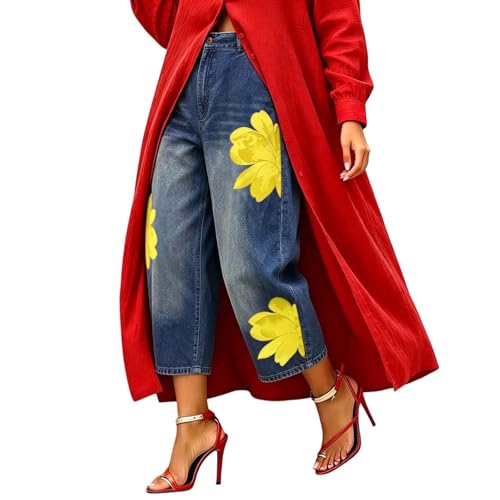 Jeans baggy femme en denim élégant coupe palazzo bohème chic