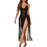 【Caractéristiques du modèle】 Cette robe en maille séduisante est un véritable exercice de séduction. Sa fente haute, ses bretelles spaghetti et son décolleté en V profond créent une silhouette flatteuse qui met magnifiquement en valeur les courbes du corps. Son véritable charme réside dans sa magnifique taille transparente ornée d'un motif floral et ses bordures en dentelle, qui rendent cette robe encore plus délicate et élégante.