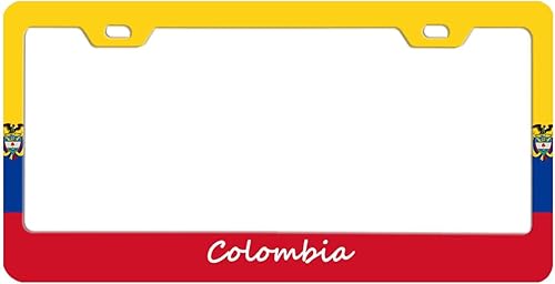Marco de matrícula de Colombia, accesorios para automóvil, bandera amarilla, azul, roja, emblema nacional, marco de matrícula de metal de acero