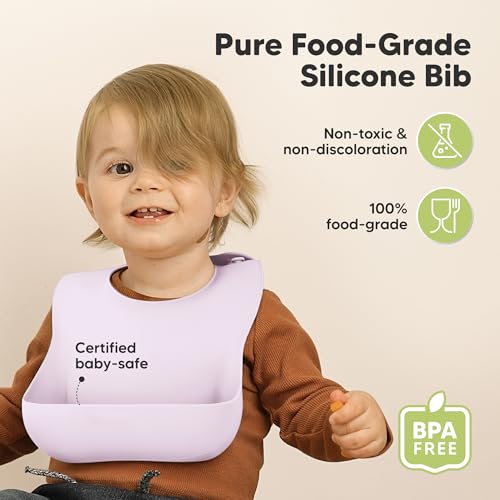 Image of KeaBabies 2-Pack Silicone Bibs for Babies, Toddlers Girl, Boy (Amethyst)