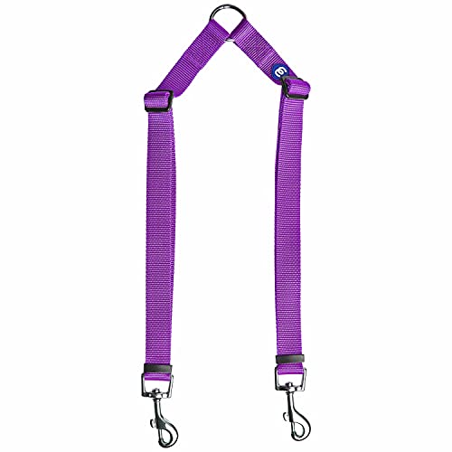 Blueberry Pet Essentials Durable Classic Double Dog Leash Coupler, Dark Orchid, Small, Dual Walking & Training Leashes for Two Dogs