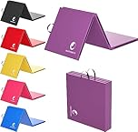 MAXSTRENGTH Gymnastics 6ft Tri Folding Exercise Mats Long With High Density 5cm Thick Foam Soft Non Slip Surface Carry Handles For Gym Crash Tumble Track Yoga Pilates Floor Workout Equipment (Purple)
